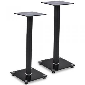 vidaXL 2 soportes para altavoces de cristal con pilar negro Sonido Aluminio
