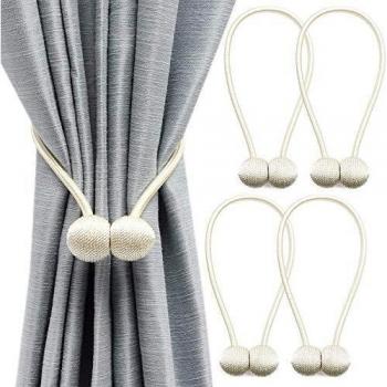 Yicswull Alzapaños magnéticos para cortinas, alzapaños decorativos, para casa, salón, dormitorio, oficina, 4 paquetes