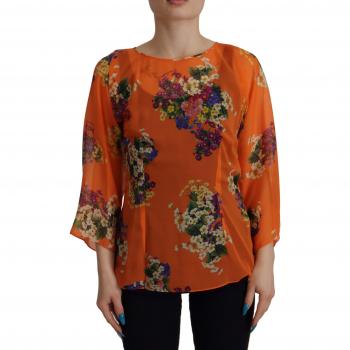 Dolce & Gabbana Elegant Floral Silk Blouse with Back Zipper - Multicolor, Size XS