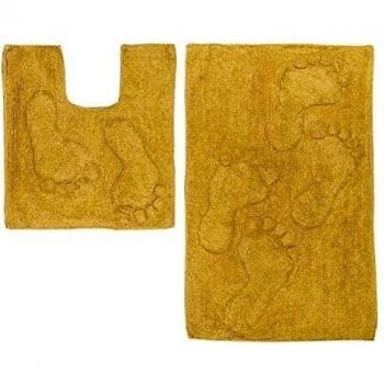 Just Contempo - Conjunto de alfombras de piés para baño e inodoro, algodón, color morado, algodón, beige, 46 x 76 cm