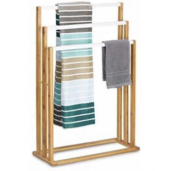 Toallero de Pie de Bambú Marrón con 3 Barras, Dimensiones 82,5 x 54 x 24 cm - Relaxdays