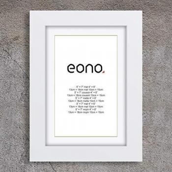 Eono by Amazon - Marco de Fotos de Madera Maciza y Cristal de Alta Definición para Pared Fotos de 10x15 cm con paspartú y de 13x18 cm sin paspartú Blanco