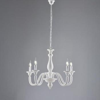 Araña Shabby Chic Lucca Blanco 5 Luces E14 de Madera