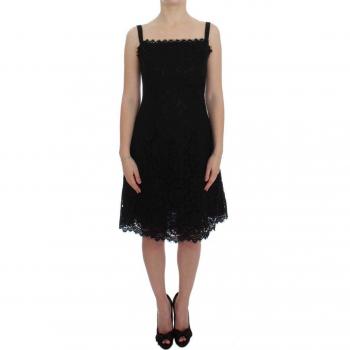 Dolce & Gabbana Black Floral Lace Shift Knee Length Dress - IT40|S, Midi Dresses, female, Black, Size: XS