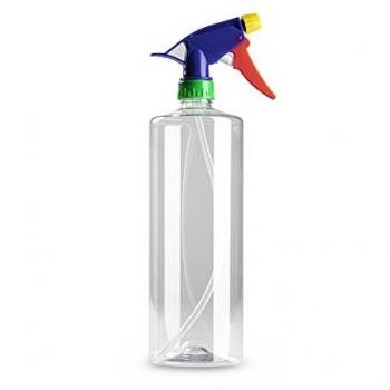 Botella Pulverizadora PET 1 Litro con Pistola Plasticforte, Transparente, Vacía