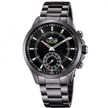 LOTUS Reloj Modelo 18807/2 de la colección Connected, Caja de 43 mm Negro con Correa de Acero Gris para Caballero