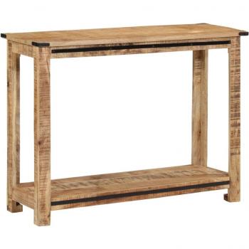 Mesa consola de madera maciza de mango 100x35x75 cm, color marrón, ideal como mesa de sofá o entrada para salón, mueble recibidor y mesita auxiliar