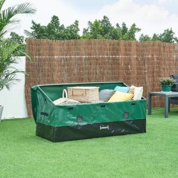 Caja de Almacenamiento para Exteriores Alanno 560 L - Verde/Negro - Impermeable y Acero 155x64x75 cm