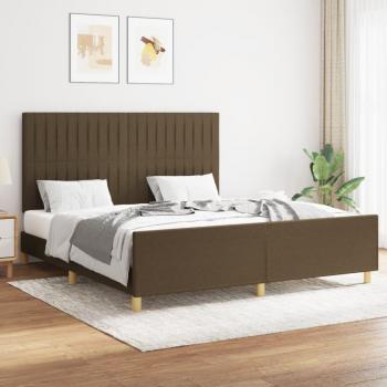 Cama sin colchón Tsunbed de tela marrón oscuro 160x200 cm con estructura y cabecero de Vidaxl