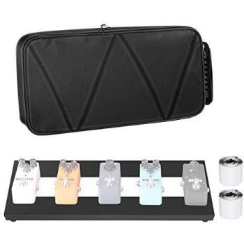 Neewer Pequeña Tablero de Pedal de Aleación con Bolsa de Transporte Duradera y Cinta de Sujeción Tablero Ligero de 38x12,5 centímetros para Pedales de Efecto de Guitarra
