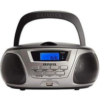 Aiwa BBTU-300BK: Radio CD Portátil con Bluetooth, USB, Aux In, Sintonizador de radio, Edición especial Infantil para niños y niñas