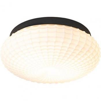Plafón clásico negro con cristal opalino de 30 cm IP44 - Nohmi