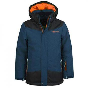 Trollkids Chaqueta Norefjell - Chaqueta de esquí impermeable y cortavientos para niños, color Mystik Blue/Orange, talla 164