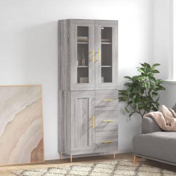 Aparador alto de madera contrachapada gris sonoma 69,5x34x180 cm