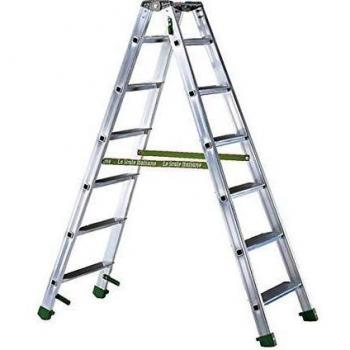 Escalera de aluminio profesional doble Facal Dupla 7 peldaños con plataforma 1.90 m