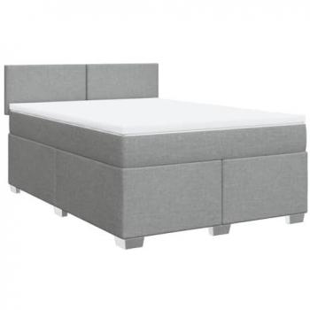 Cama box spring con colchón de tela gris claro 160x200 cm