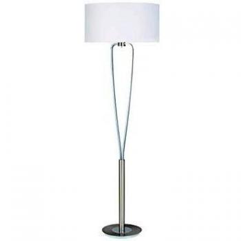 Lámpara de Pie LED Moderna Paris II, E27, Níquel, 160 cm con Pantalla Blanca
