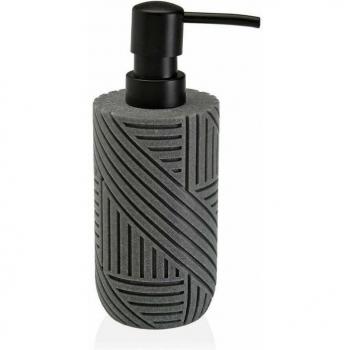 Set de Baño Avalon Dosificador y Portacepillos Resina Gris Líneas (7,5dx18 cm)