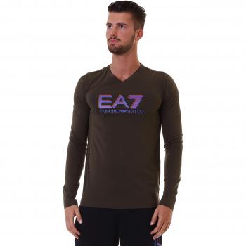 Emporio Armani EA7 t-shirt hombre manga larga cuello en v nuevo verde EU M