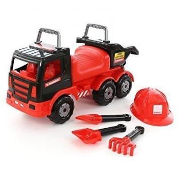 Polesie 57082 Mammoet Ride on con Juego Helm-Shovel-rake-Spade Juguete
