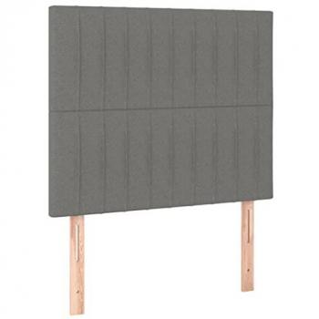 Cabecero con luces LED tapizado en tela gris oscuro, dimensiones 90x5x118/128 cm