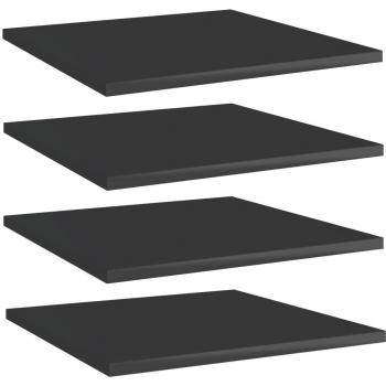 High Gloss Black Engineered Wood Bookshelf Boards - Set of 4 (15.7x15.7x0.6)