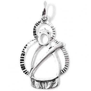Colgante Virgen de la Cabeza en Plata Ley 925m Calada 30 mm Silueta Moderna y Cruz Colgante en Plata Ley 925m Unisex 27 mm Lisa Redondeada