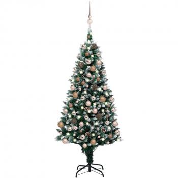 vidaXL 180 cm Artificial Pre-lit Christmas Tree with Ball Set & Pine Cones