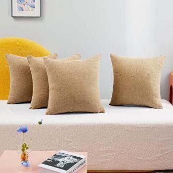 Deconovo Funda para cojin de Lino Prodector del Mueble 4 Piezas 60x60cm Amarillo