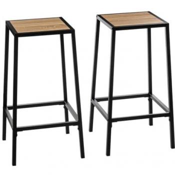 Juego de 2 Taburetes de Bar Aliaj Efecto Roble Natural para Cocina y Comedor 32x32x71.5cm