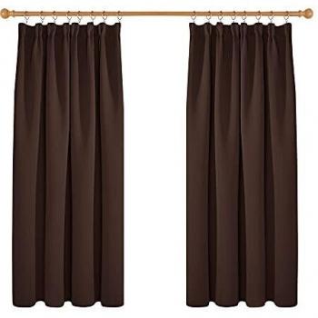 Deconovo Cortinas Fruncidas Termicas Aislantes Frio y Calor para Dormitorio Matrimonio Salón Hotel Casa Exterior con Bolsillos 1 Par 168 x 138 cm Chocolate