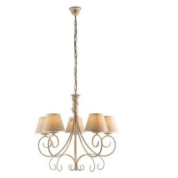 Candelabro Viena 5 luces Hierro Marfil Oro con Pantallas de PVC 60x h58 cm