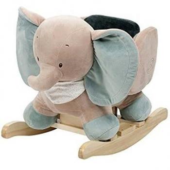 Balancín Elefante Axel de Nattou - Poliester, 63 x 33 x 45 cm, Verde / Beige