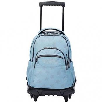 TOTTO Mochila escolar con ruedas azul y estrellas Renglones de color Azul