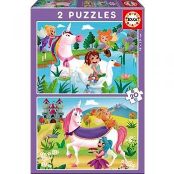 Unicorns and Fairies Double Puzzle Set - 2x20 Pieces