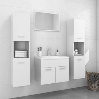 Juego de muebles de baño de madera de ingeniería blanco brillo