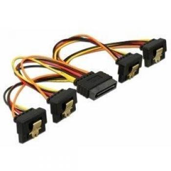 Cable SATA 15 Pines con Conector Macho y Hembra, 4 Salidas de 15 cm, Función de Bloqueo, Compatible con PC