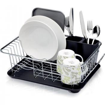 SINK MANAGEMENT escurreplatos cromado en plata, acero inoxidable, 15,5 x 30,5 x 42 cm