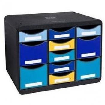 Fichero cajones sobremesa Exacompta store box multi bee blue 11 colores surtidos