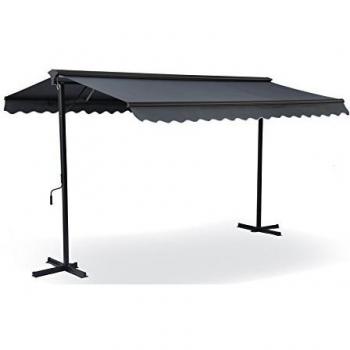 Toldo a dos aguas con caja de 3 x 4 m en aluminio gris antracita
