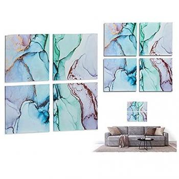 Cuadro Lienzo Decorativo Mármol Azul (4 Piezas)
