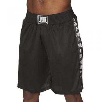 Pantalón corto boxeo AMBASSADOR AB219, Leone 1947, negro y blanco, talla L, unisex adulto