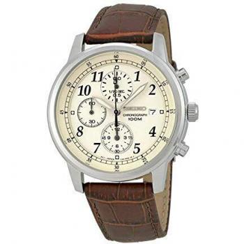 Seiko Sndc31p1 Crema Y Marrón Con Textura Cuero Watch De Men Leather