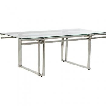 Mesa de Centro Plateada con Cristal y Acero Inoxidable (120 x 60 x 45 cm)