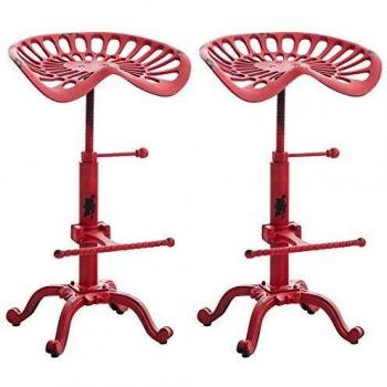 Set de 2 Taburetes de Bar Butch Rojo - Estilo Industrial, Altura y Reposapiés Ajustables