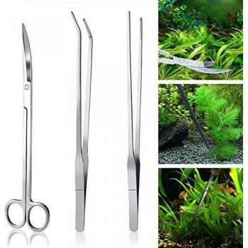 Herramientas de acuario,Planta acuática Tijera,Acuario Herramienta Accesorios,Aquarium Tool Accesorios acero inoxidable Acuario tanque planta de agua Alicates Tijeras Herramientas Set Kit-3PCS