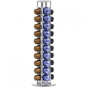 Quttin Soporte 40 Capsulas Cafe Rotatorio café, Acero Inoxidable, Multicolor