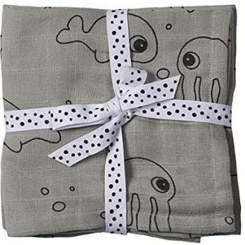 Juego de 2 Muselinas Sea Friends Gris