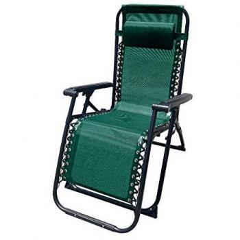 Tumbona Plegable de Acero con Cojín para Jardín y Piscina, Dimensiones 90x66x108 cm, Diseño Gravedad Cero, Color Verde