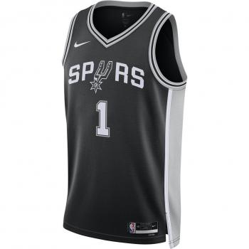 Camiseta de hombre Nike Dri-FIT NBA Swingman San Antonio Spurs Wembanyama Icon Edition 2022-2023 - Negro